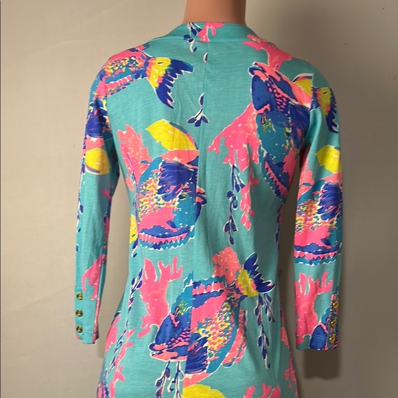 Lilly Pulitzer RIVA DRESS Shorely Blue Sandstorm FISH SEALIFE Sz S - Picture 12 of 15